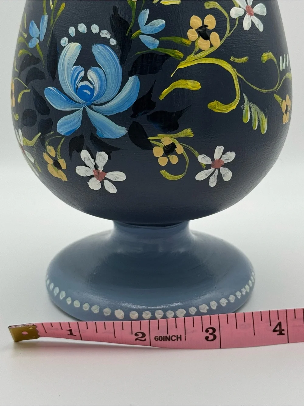 Vintage West German Painted Wooden Goblet Vase Alfreid Mages Aurachtal Folk Art